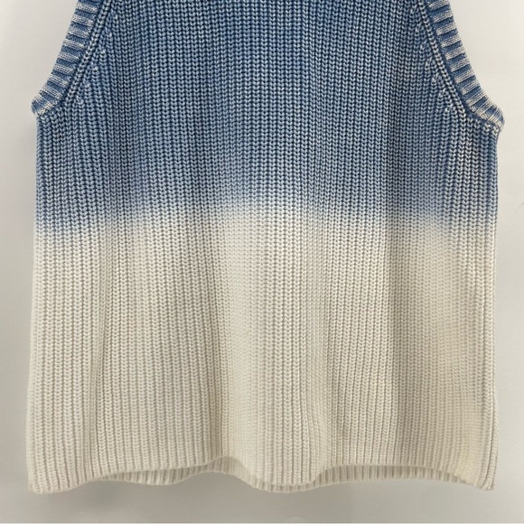 525 America Sweater Vest Blue White Ombre Knit 100% Cotton M - Picture 3 of 9